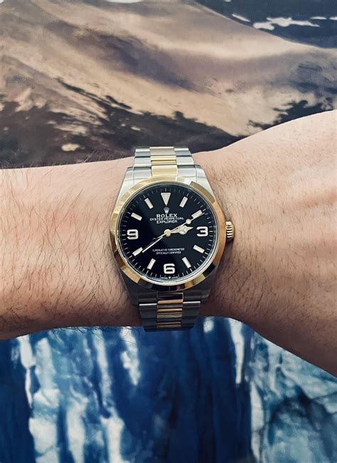 rolex explorer two tone|rolex explorer 36mm two tone.